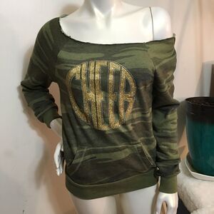 Off Shoulder Bling Camo soft inner sweatshirt